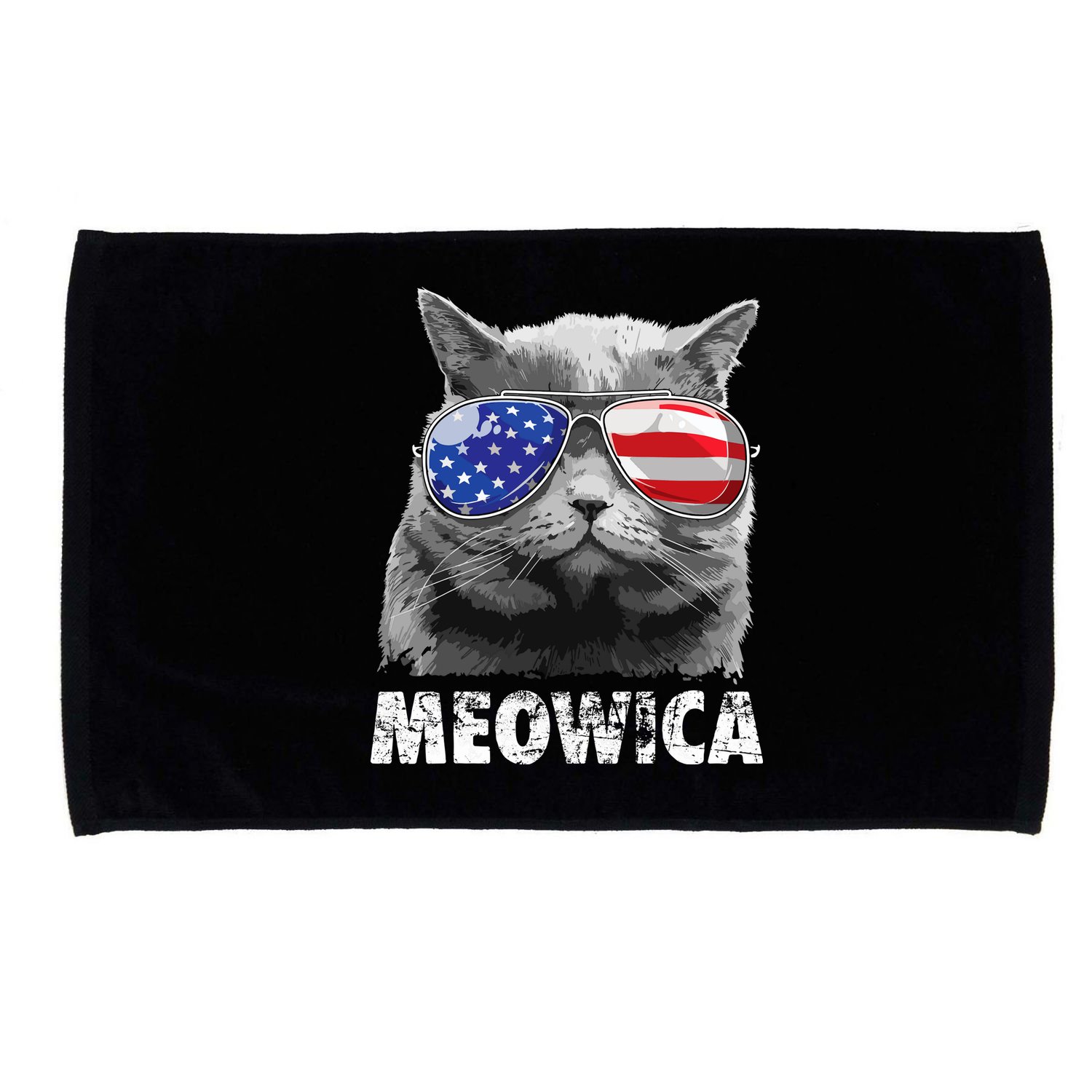 Cat 4th Of July Meowica Merica USA American Flag Microfiber Hand Towel
