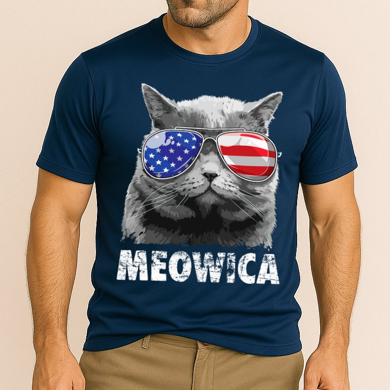 Cat 4th Of July Meowica Merica USA American Flag Cooling Performance Crew T-Shirt