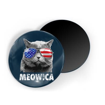 Cat 4th Of July Meowica Merica USA American Flag Magnet