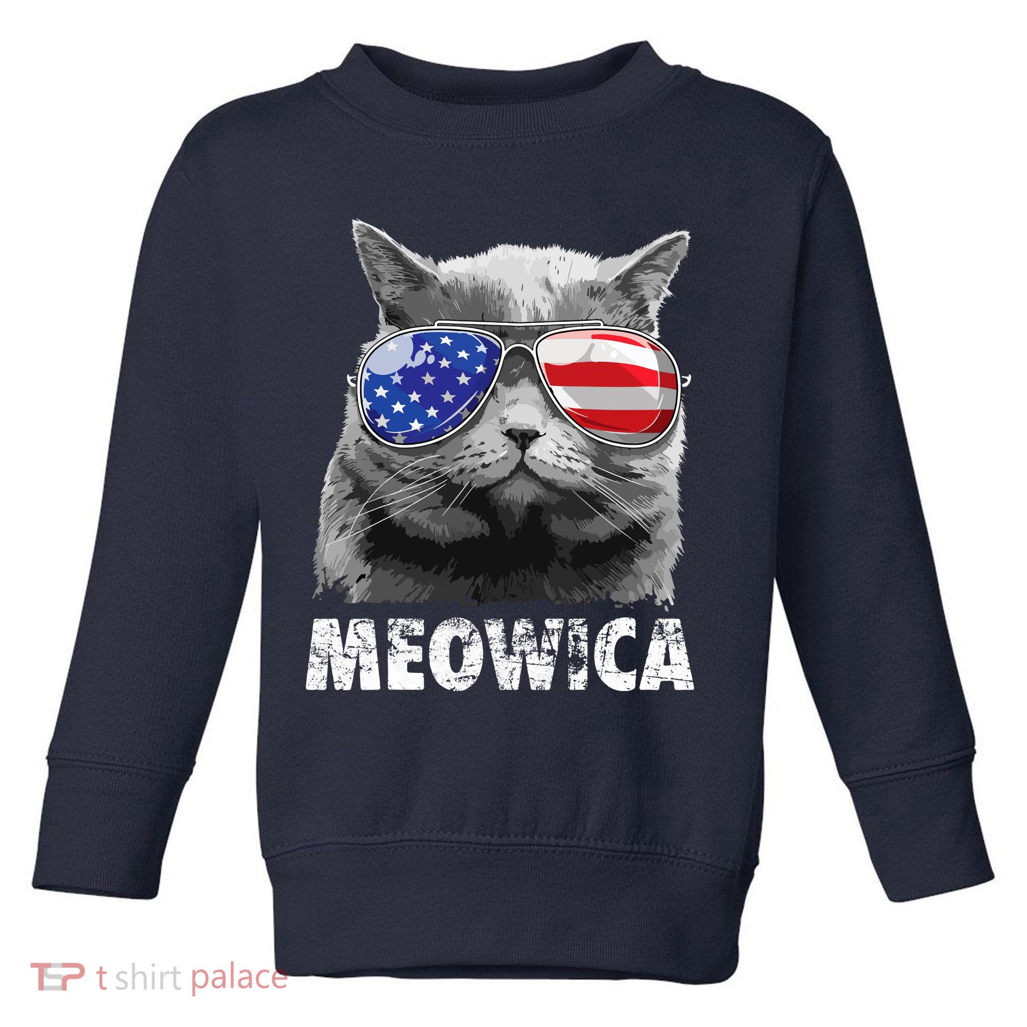 Cat 4th Of July Meowica Merica USA American Flag Toddler Sweatshirt