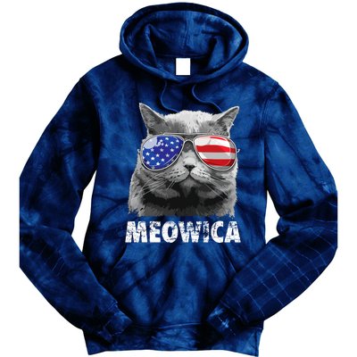 Cat 4th Of July Meowica Merica USA American Flag Tie Dye Hoodie