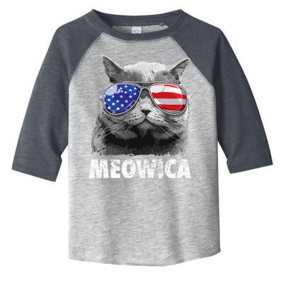 Cat 4th Of July Meowica Merica USA American Flag Toddler Fine Jersey T-Shirt