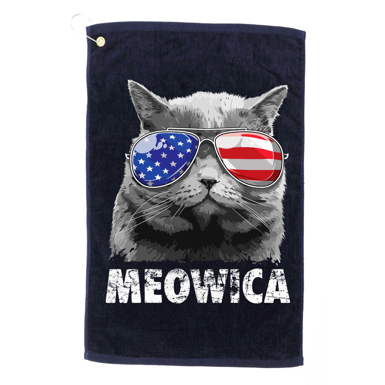 Cat 4th Of July Meowica Merica USA American Flag Golf Towel
