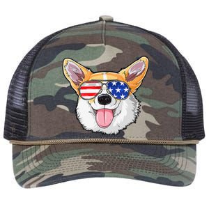 Corgi 4th of July American Sunglasses Dog Puppy USA Dog Retro Rope Trucker Hat Cap