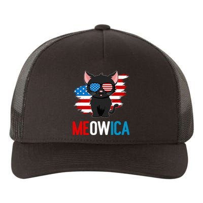 Cat 4th Of July Meowica Patriotic Kitten American Flag Yupoong Adult 5-Panel Trucker Hat