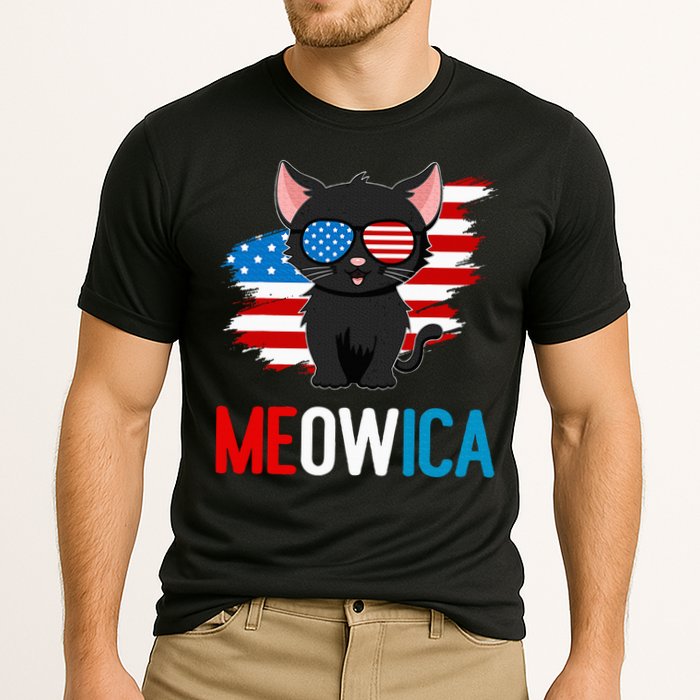 Cat 4th Of July Meowica Patriotic Kitten American Flag Cooling Performance Crew T-Shirt