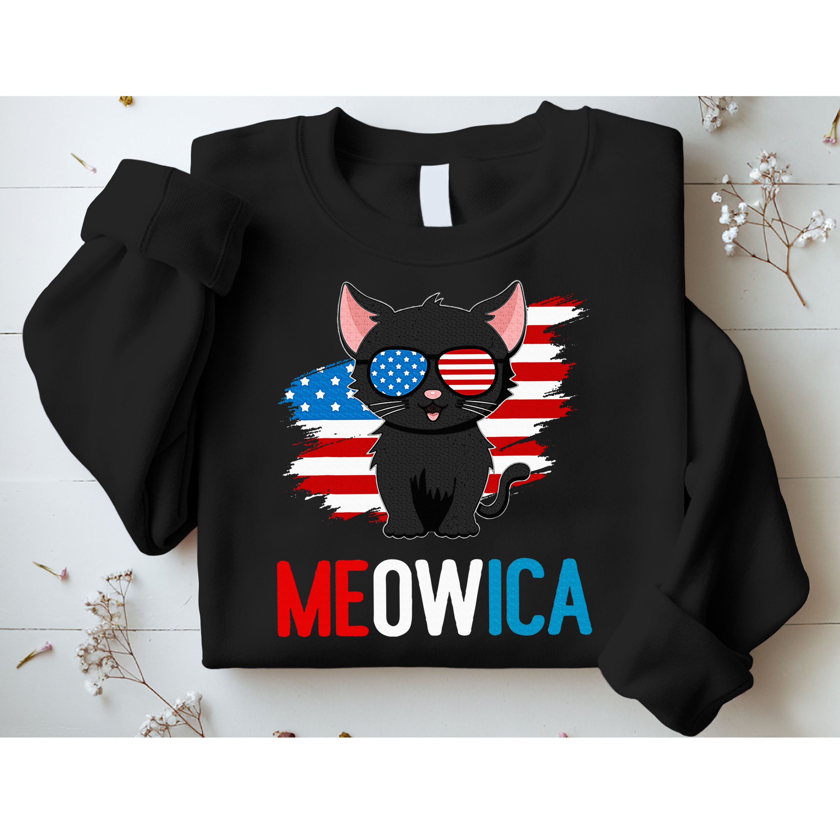Cat 4th Of July Meowica Patriotic Kitten American Flag Sweatshirt
