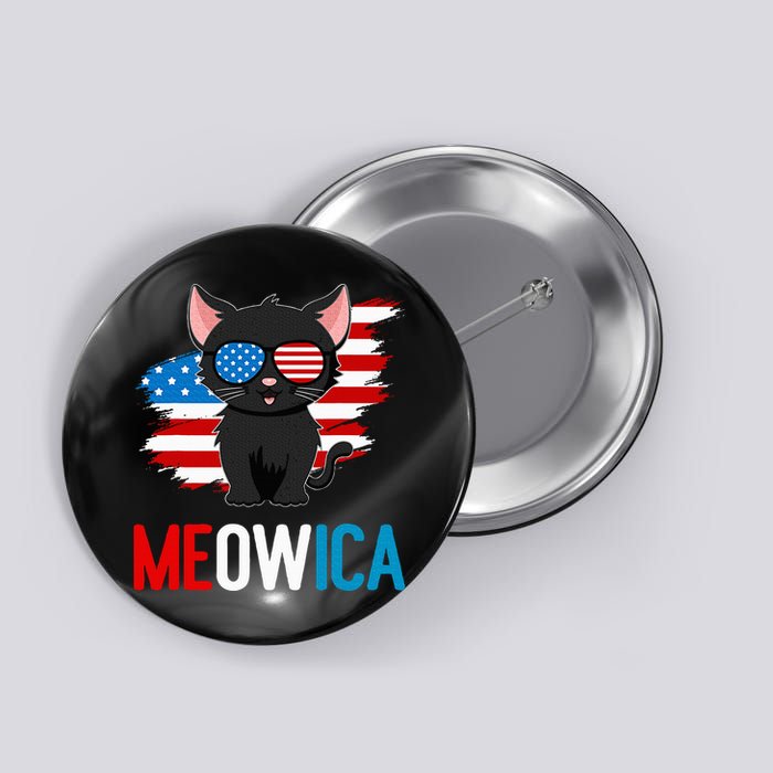 Cat 4th Of July Meowica Patriotic Kitten American Flag Button