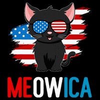 Cat 4th Of July Meowica Patriotic Kitten American Flag Button
