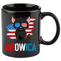 Cat 4th Of July Meowica Patriotic Kitten American Flag 11oz C Handle Ceramic Mug