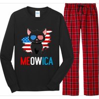 Cat 4th Of July Meowica Patriotic Kitten American Flag Long Sleeve Pajama Set