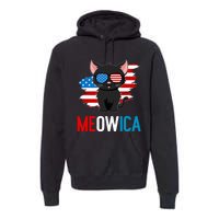 Cat 4th Of July Meowica Patriotic Kitten American Flag Premium Hoodie