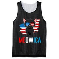Cat 4th Of July Meowica Patriotic Kitten American Flag Mesh Reversible Basketball Jersey Tank