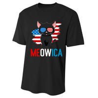 Cat 4th Of July Meowica Patriotic Kitten American Flag Performance Sprint T-Shirt