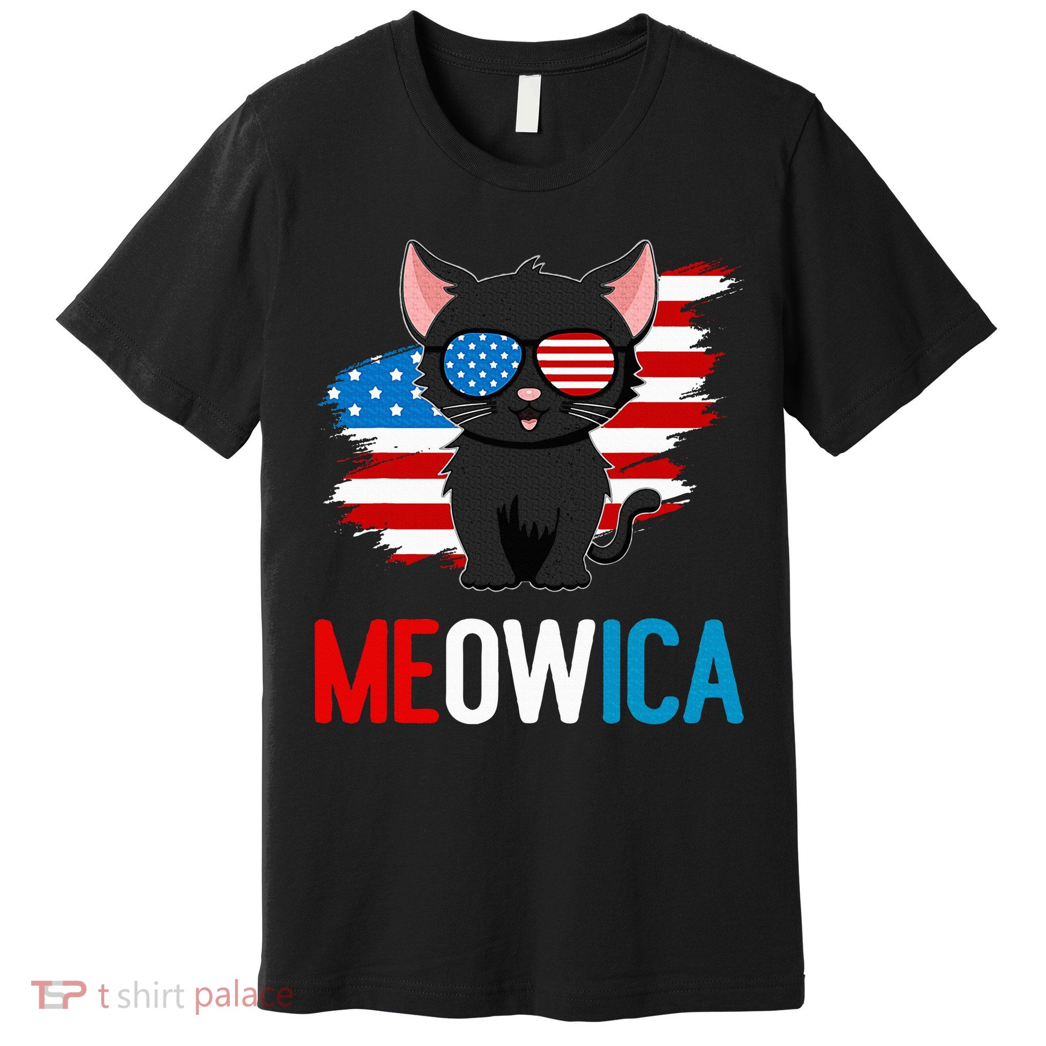 Cat 4th Of July Meowica Patriotic Kitten American Flag Premium T-Shirt