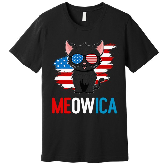 Cat 4th Of July Meowica Patriotic Kitten American Flag Premium T-Shirt