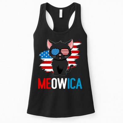 Cat 4th Of July Meowica Patriotic Kitten American Flag Womens Tank Top