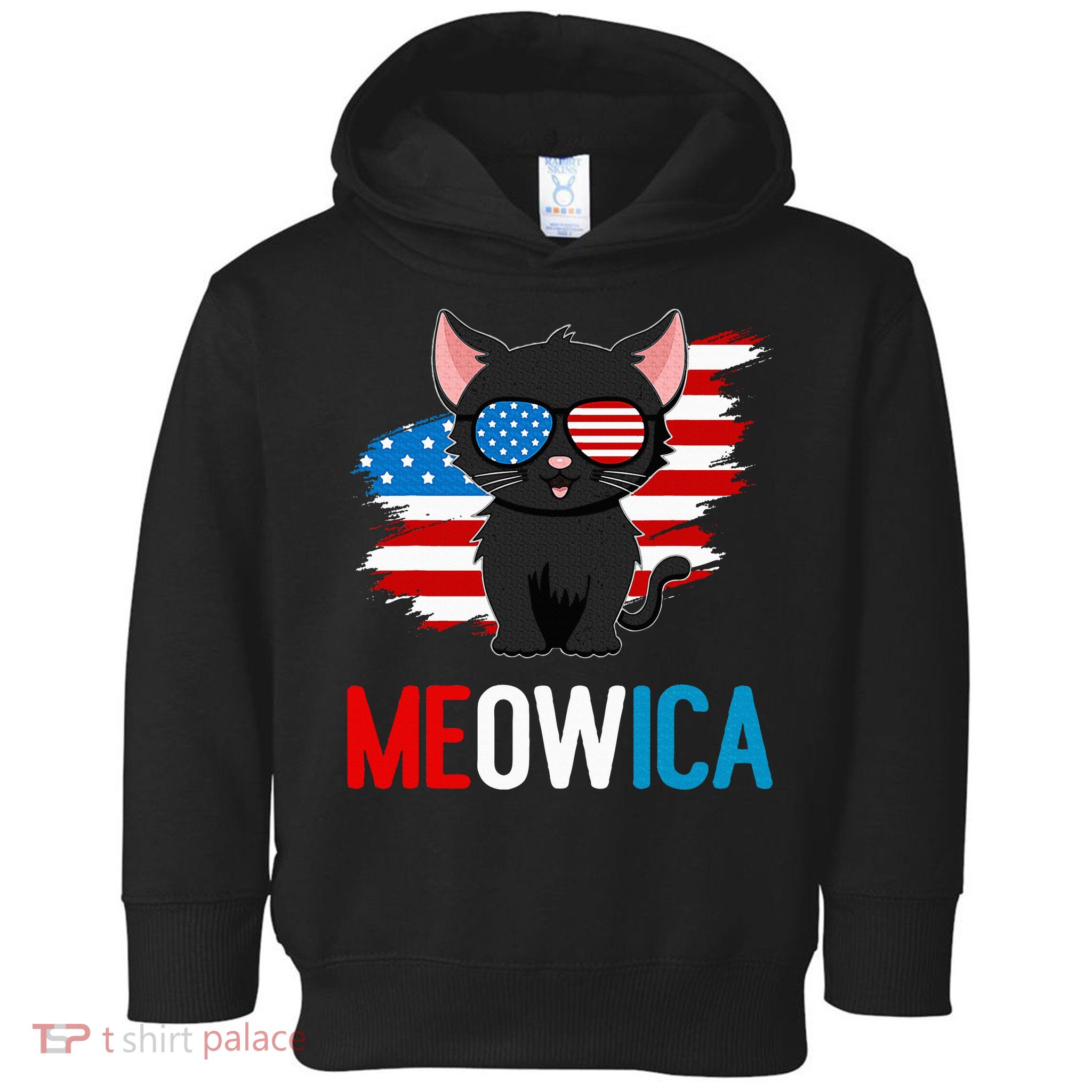 Cat 4th Of July Meowica Patriotic Kitten American Flag Toddler Hoodie
