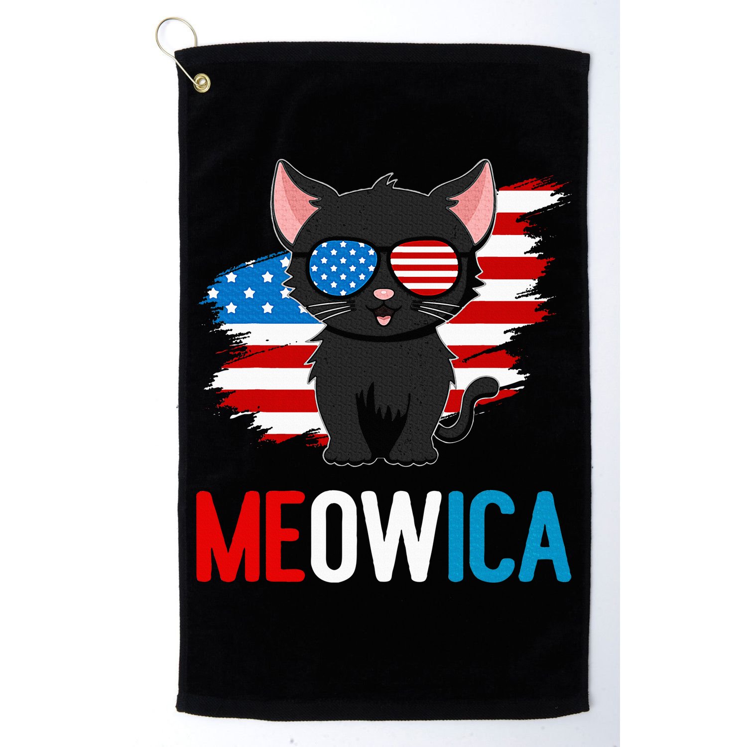 Cat 4th Of July Meowica Patriotic Kitten American Flag Golf Towel