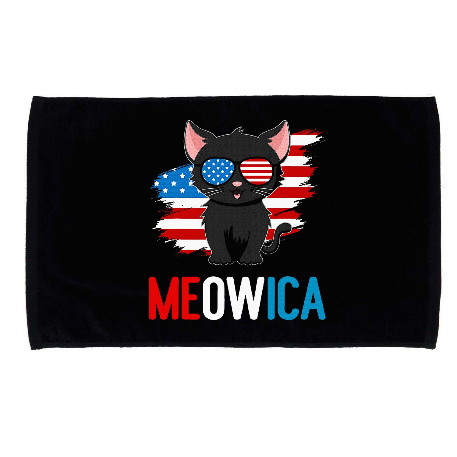 Cat 4th Of July Meowica Patriotic Kitten American Flag Microfiber Hand Towel