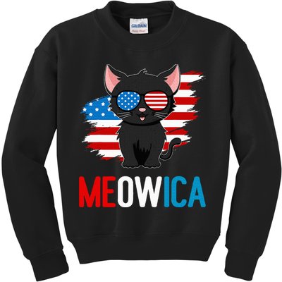 Cat 4th Of July Meowica Patriotic Kitten American Flag Kids Sweatshirt