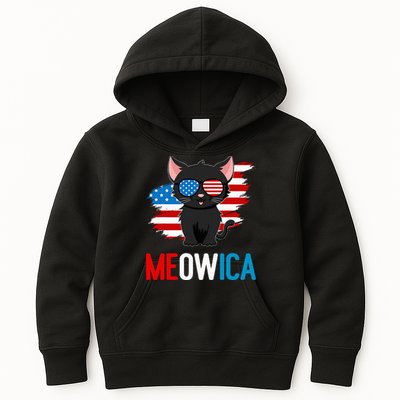 Cat 4th Of July Meowica Patriotic Kitten American Flag Kids Hoodie