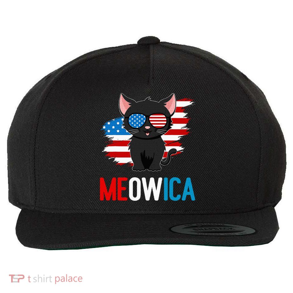 Cat 4th Of July Meowica Patriotic Kitten American Flag Wool Snapback Cap