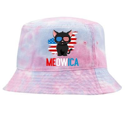 Cat 4th Of July Meowica Patriotic Kitten American Flag Tie-Dyed Bucket Hat