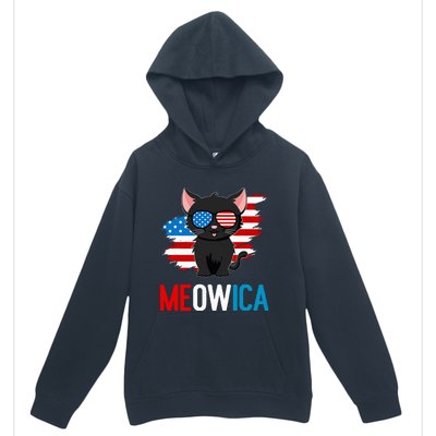 Cat 4th Of July Meowica Patriotic Kitten American Flag Urban Pullover Hoodie