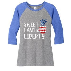 Cute 4th Of July Gift Sweet Land Of Liberty Gift Women's Tri-Blend 3/4-Sleeve Raglan Shirt