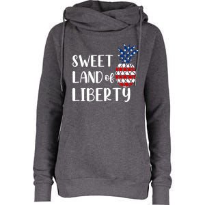 Cute 4th Of July Gift Sweet Land Of Liberty Gift Womens Funnel Neck Pullover Hood