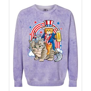 Cat 4h Of July Caticorn Unicorn Meowica Colorblast Crewneck Sweatshirt