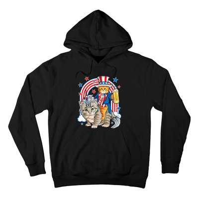 Cat 4h Of July Caticorn Unicorn Meowica Hoodie