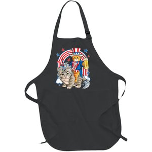 Cat 4h Of July Caticorn Unicorn Meowica Full-Length Apron With Pockets