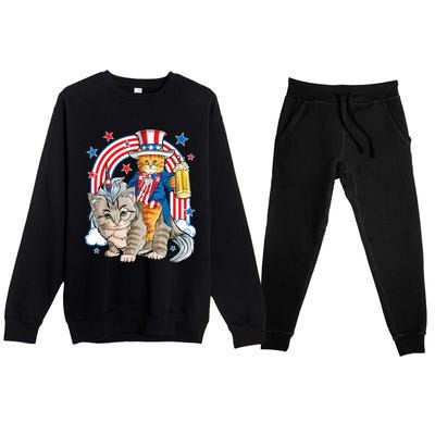 Cat 4h Of July Caticorn Unicorn Meowica Premium Crewneck Sweatsuit Set