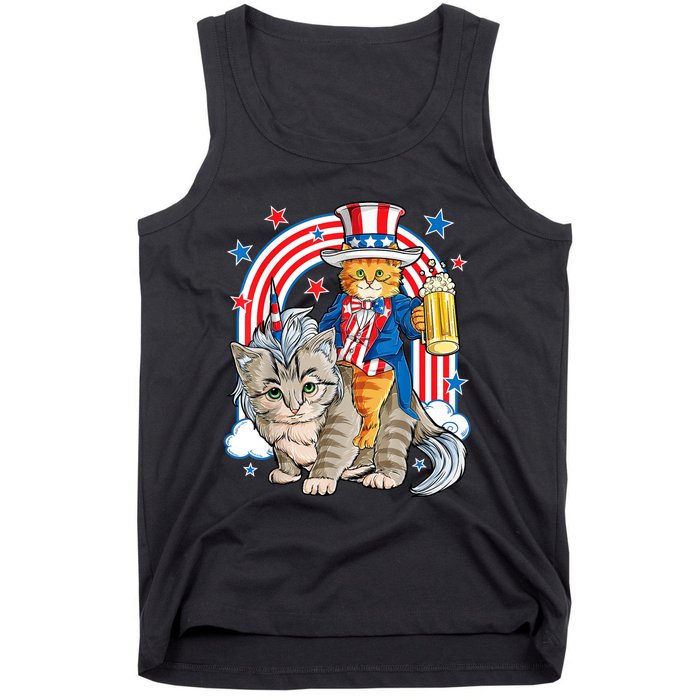 Cat 4h Of July Caticorn Unicorn Meowica Tank Top