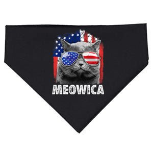 Cat 4th Of July Meowica Merica Usa American Flag USA-Made Doggie Bandana