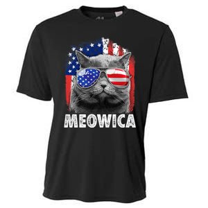 Cat 4th Of July Meowica Merica Usa American Flag Cooling Performance Crew T-Shirt