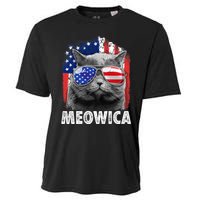 Cat 4th Of July Meowica Merica Usa American Flag Cooling Performance Crew T-Shirt