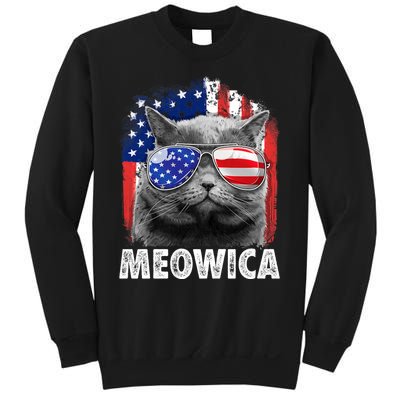 Cat 4th Of July Meowica Merica Usa American Flag Sweatshirt