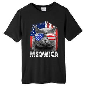 Cat 4th Of July Meowica Merica Usa American Flag Tall Fusion ChromaSoft Performance T-Shirt