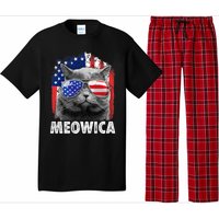 Cat 4th Of July Meowica Merica Usa American Flag Pajama Set