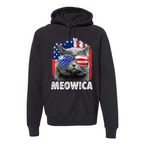 Cat 4th Of July Meowica Merica Usa American Flag Premium Hoodie