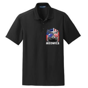 Cat 4th Of July Meowica Merica Usa American Flag Dry Zone Grid Polo