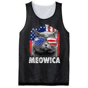 Cat 4th Of July Meowica Merica Usa American Flag Mesh Reversible Basketball Jersey Tank