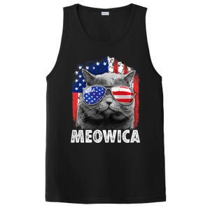 Cat 4th Of July Meowica Merica Usa American Flag PosiCharge Competitor Tank