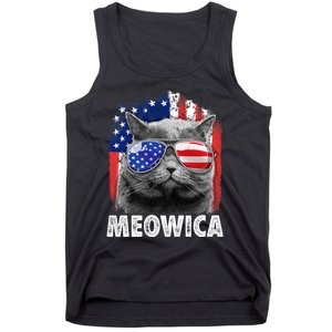 Cat 4th Of July Meowica Merica Usa American Flag Tank Top