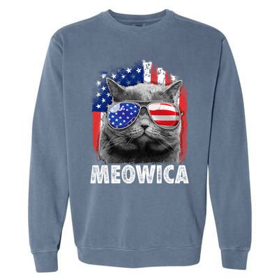 Cat 4th Of July Meowica Merica Usa American Flag Garment-Dyed Sweatshirt