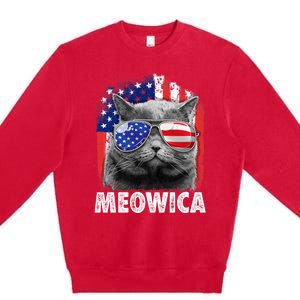 Cat 4th Of July Meowica Merica Usa American Flag Premium Crewneck Sweatshirt