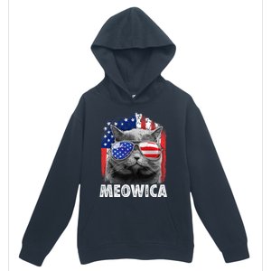 Cat 4th Of July Meowica Merica Usa American Flag Urban Pullover Hoodie